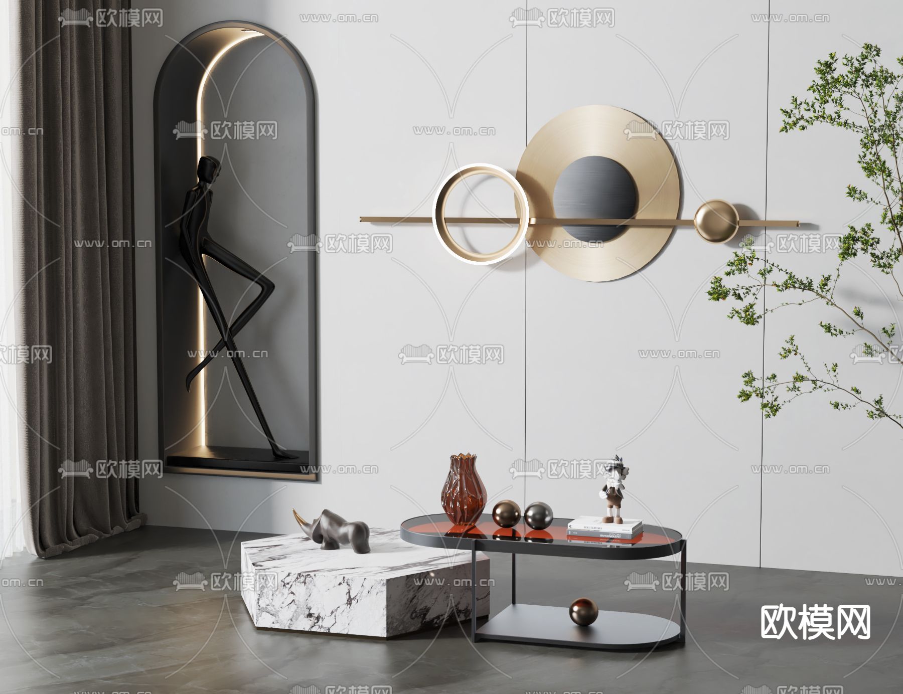 现代子母茶几3d模型下载