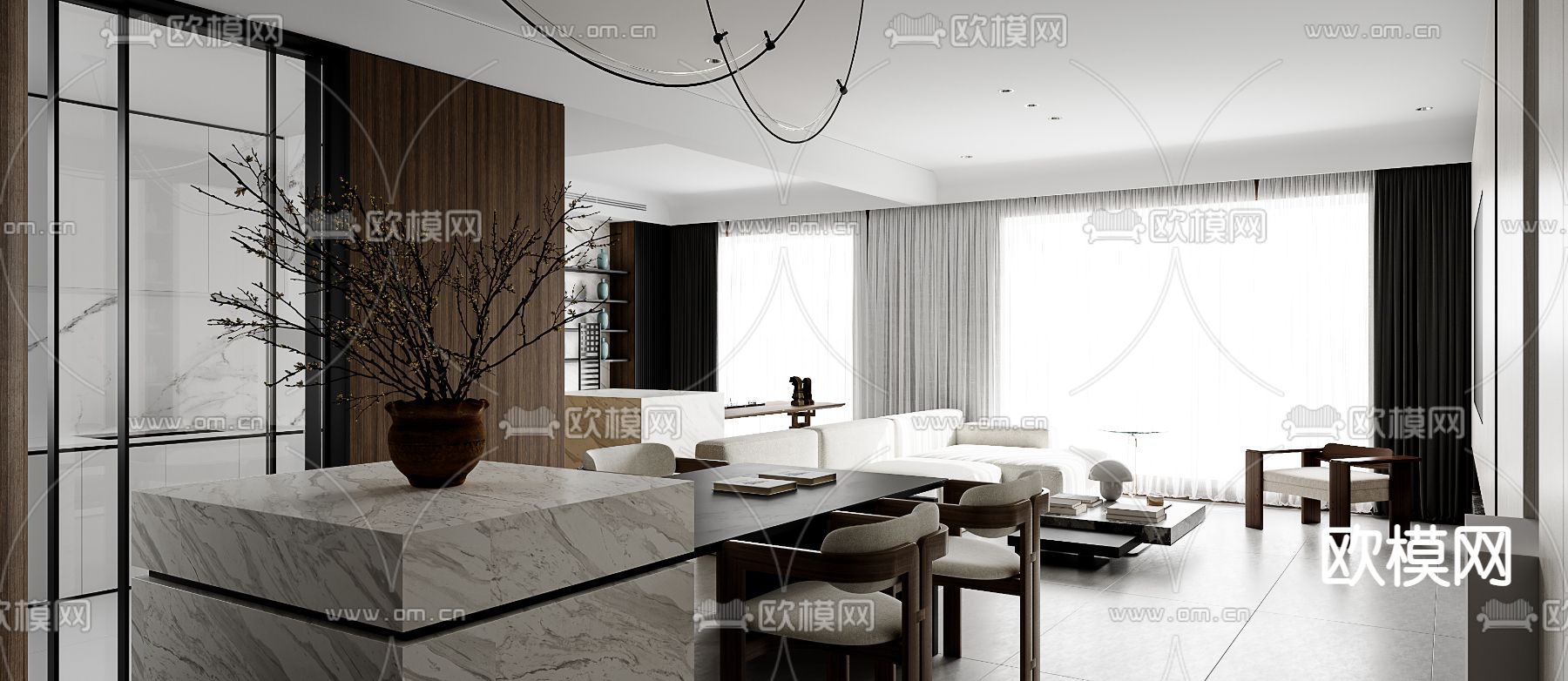 后现代客餐厅3d模型下载（渲染图8）