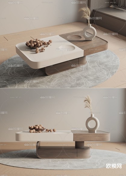 现代茶几3d模型下载