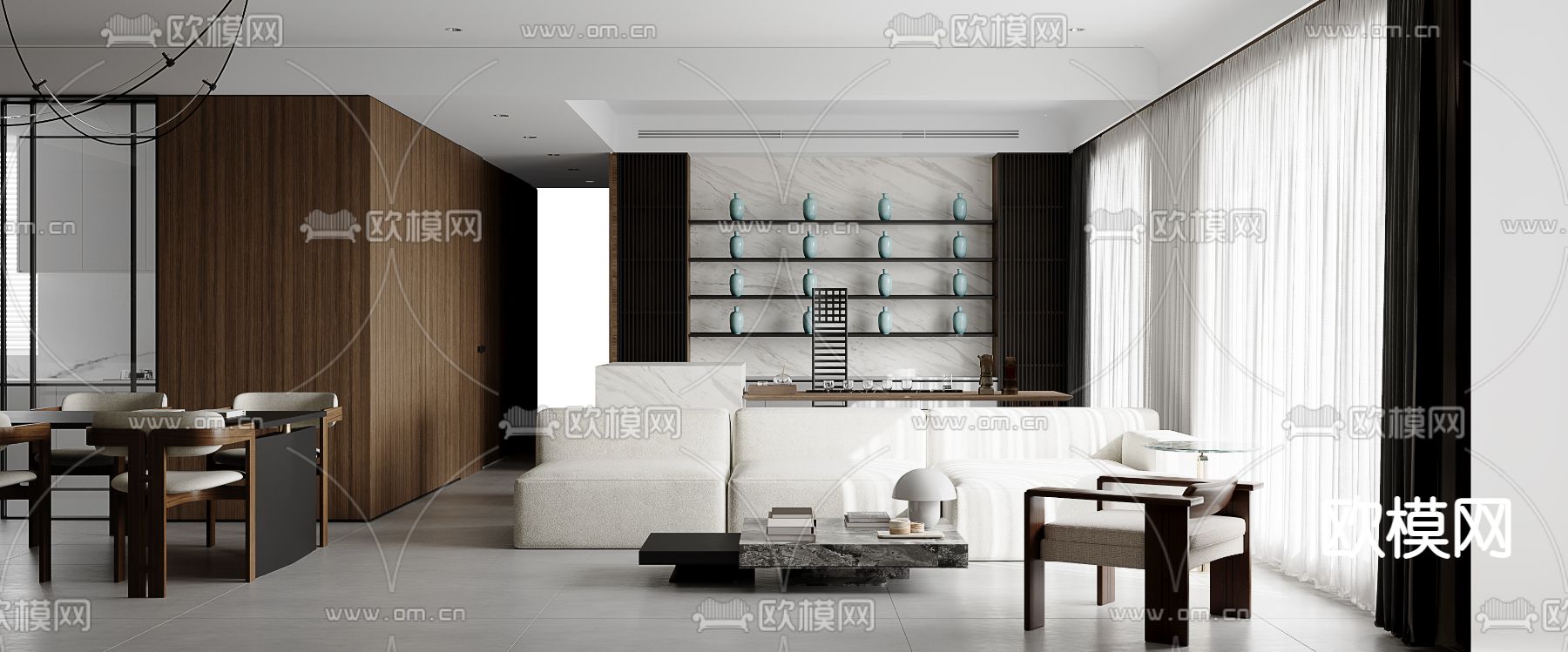 后现代客餐厅3d模型下载（渲染图1）