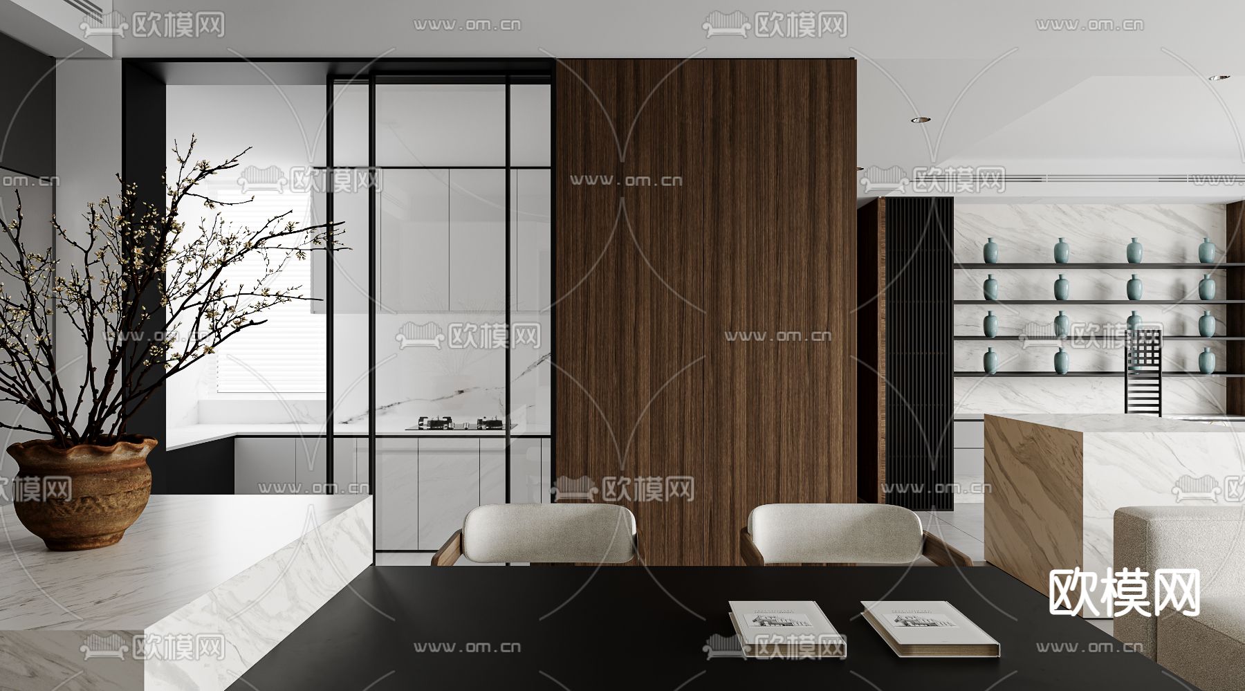 后现代客餐厅3d模型下载（渲染图9）