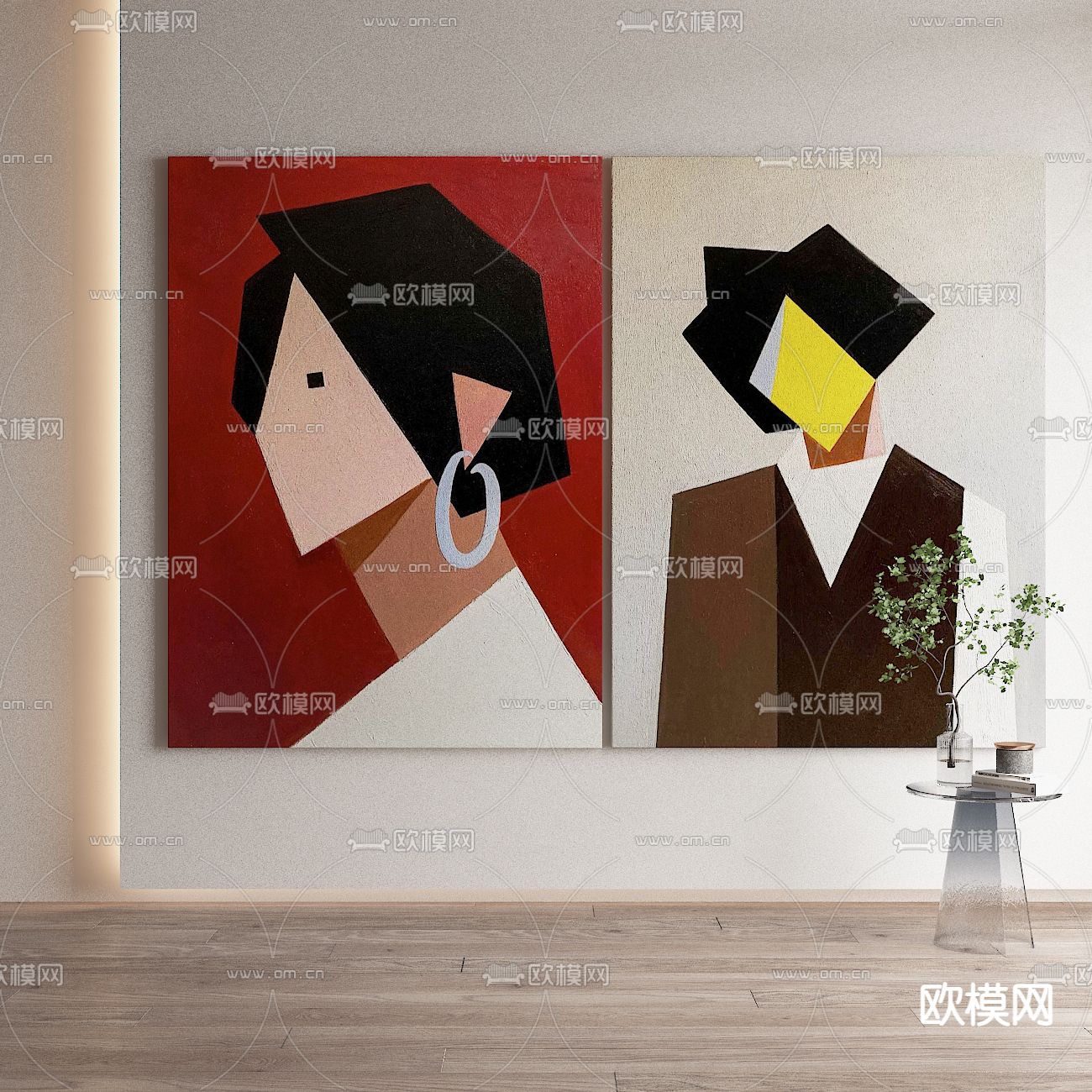 现代装饰画 抽象画 挂画su模型下载_ID12299190_sketchup模型下载-欧模网