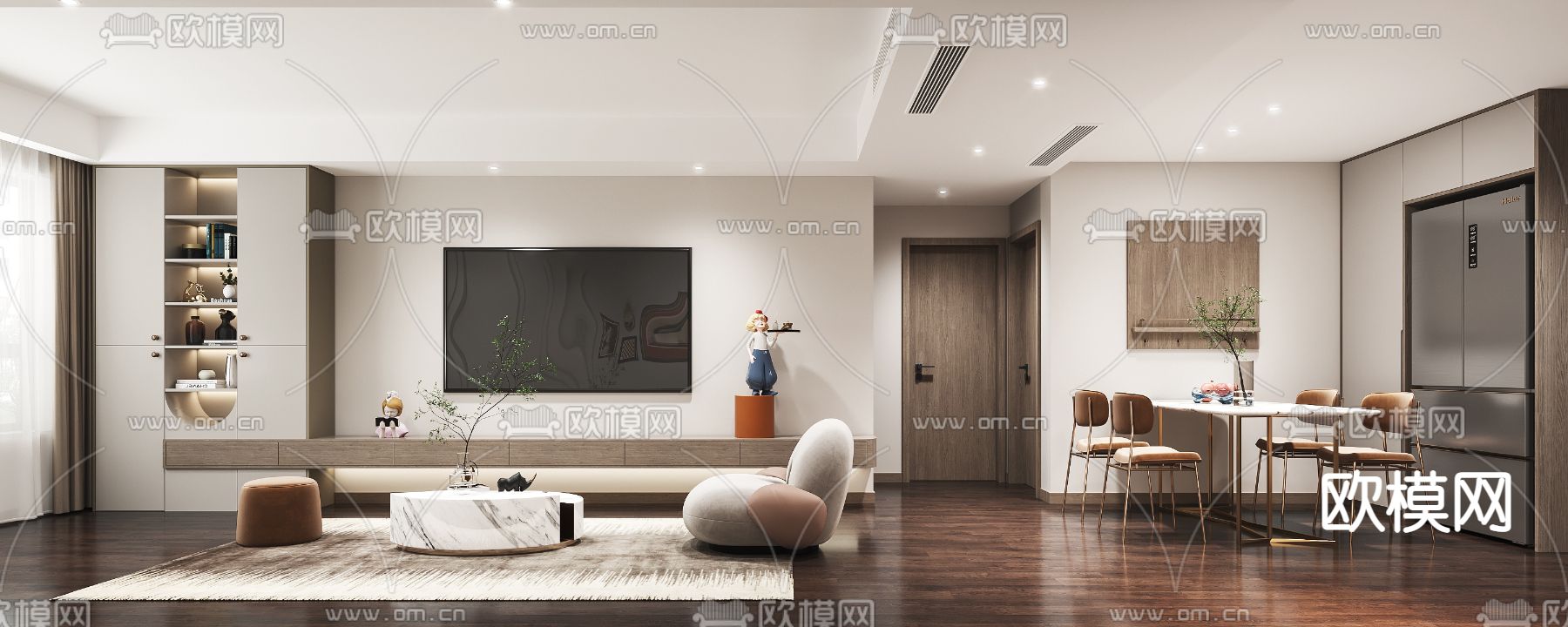 美式客餐厅3D模型下载（渲染图2）