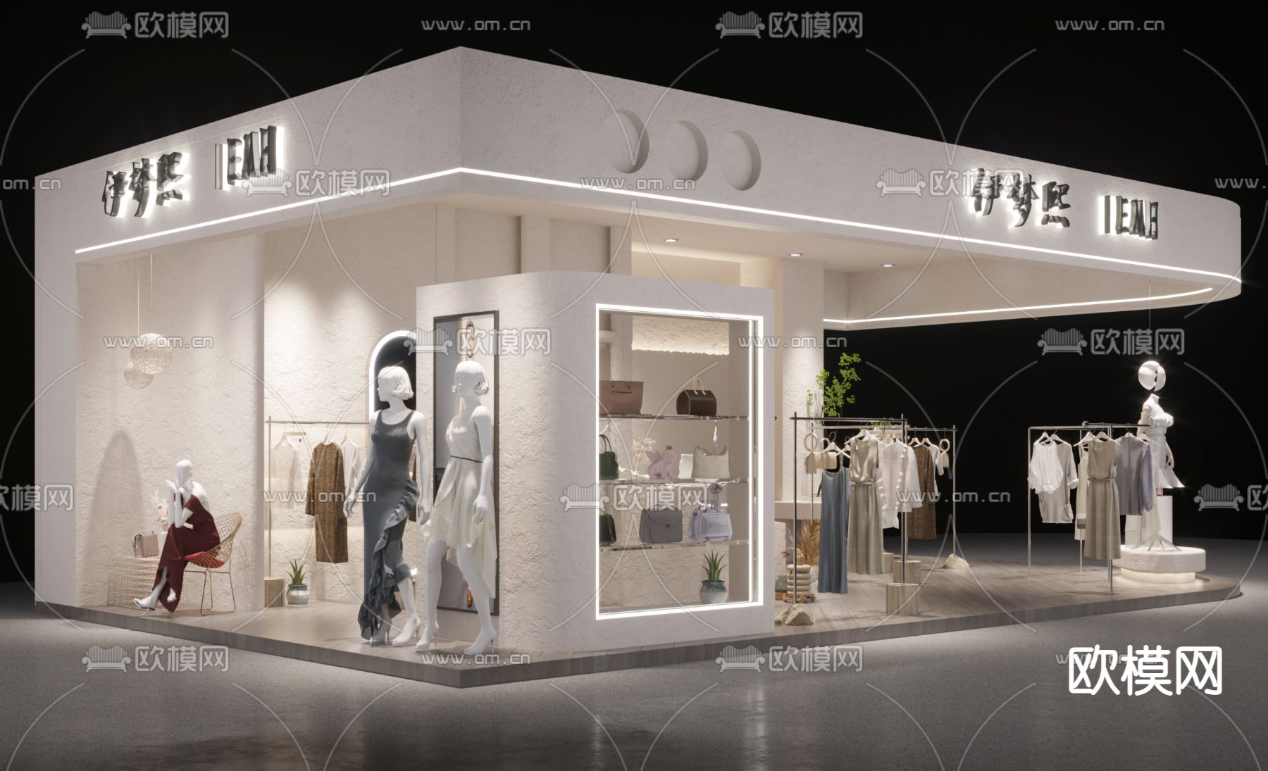 侘寂服装店3d模型下载（渲染图2）