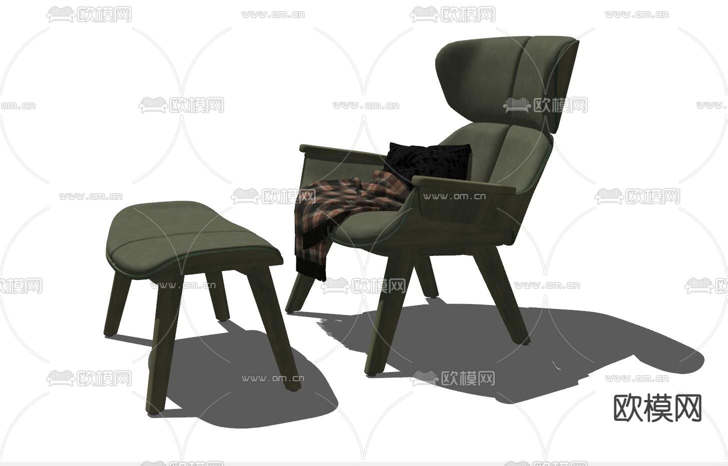 现代休闲躺椅su模型下载（渲染图2）