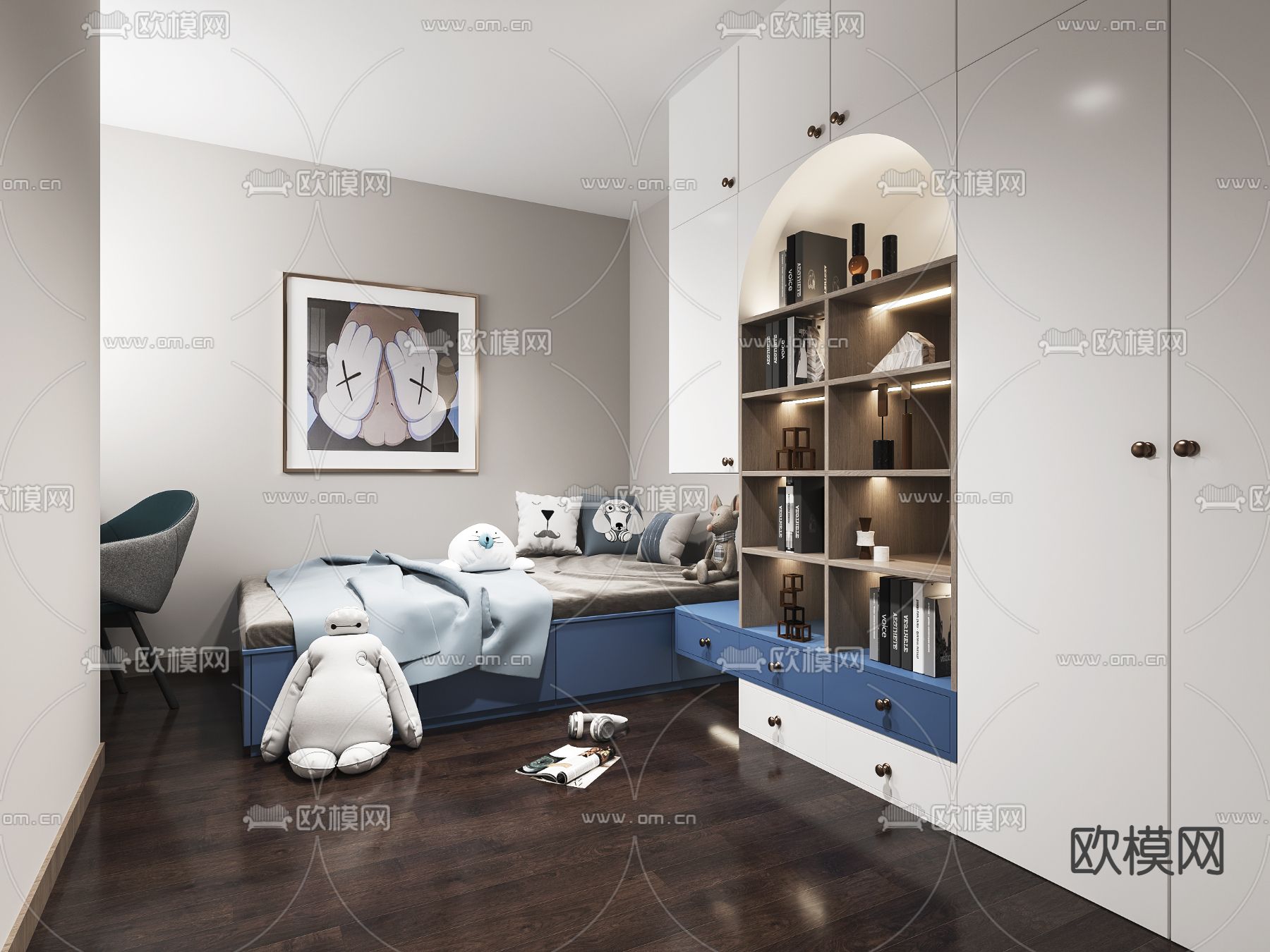 美式客餐厅3D模型下载（渲染图3）