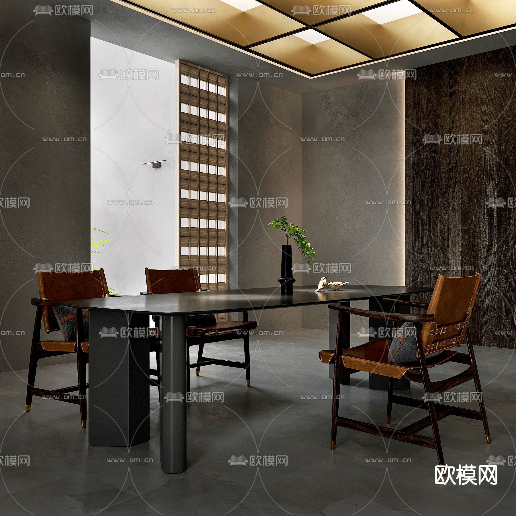现代餐厅3d模型下载_ID12300613_3dmax免费模型-欧模网
