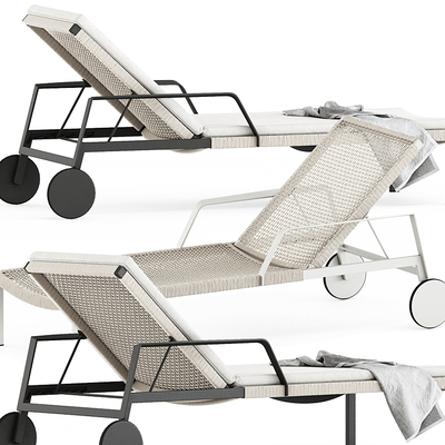  现代藤编户外躺椅su模型 