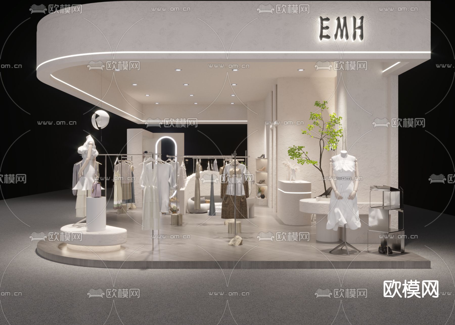 侘寂服装店3d模型下载（渲染图3）