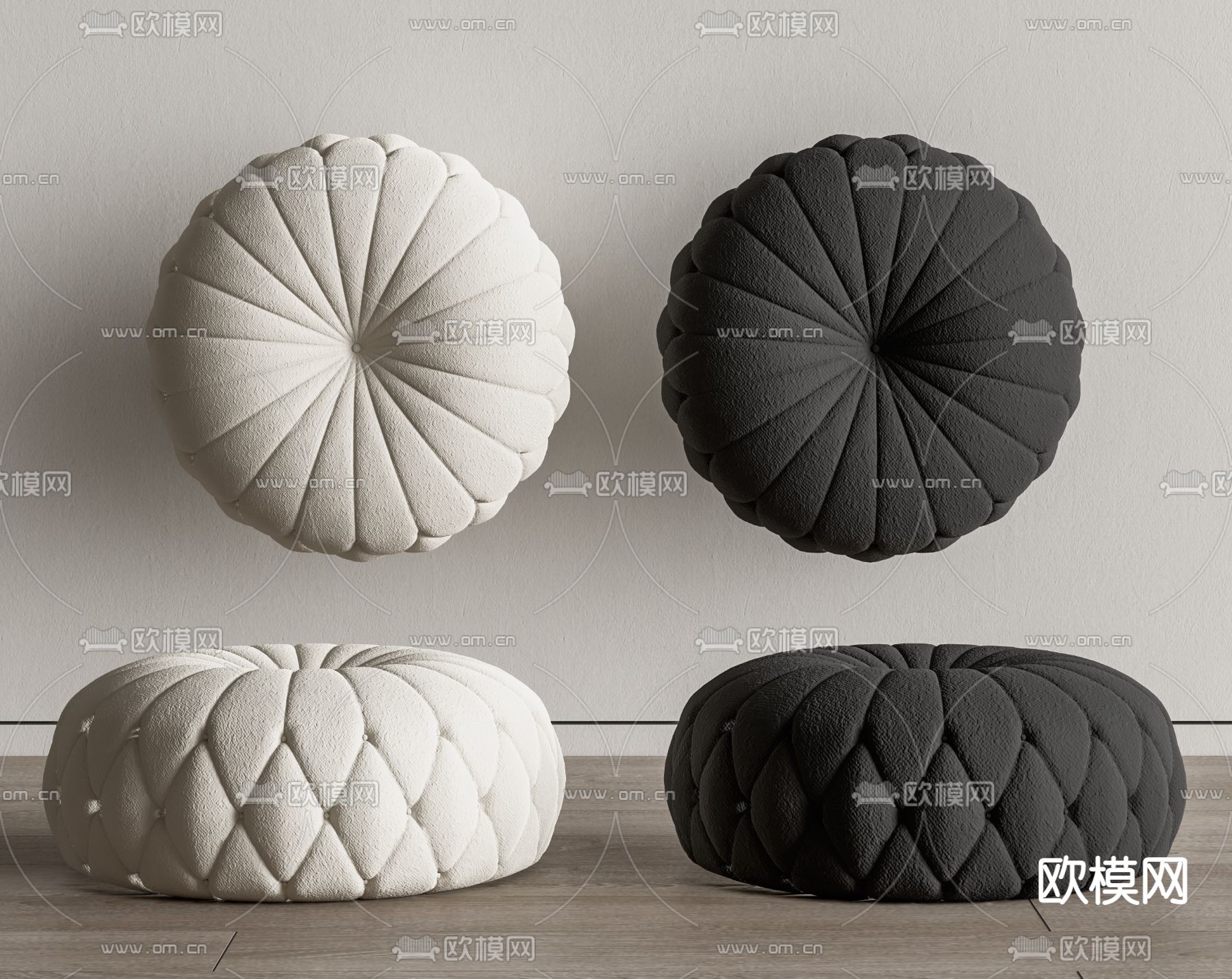 现代沙发凳 软凳 垫子 蒲团su模型下载（渲染图1）