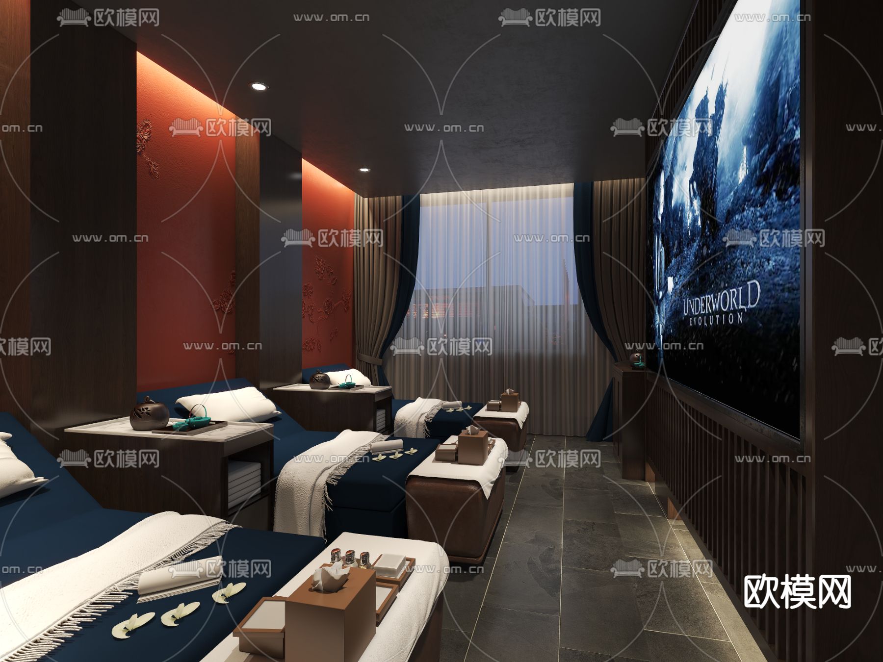 新中式足疗包房3d模型下载（渲染图2）