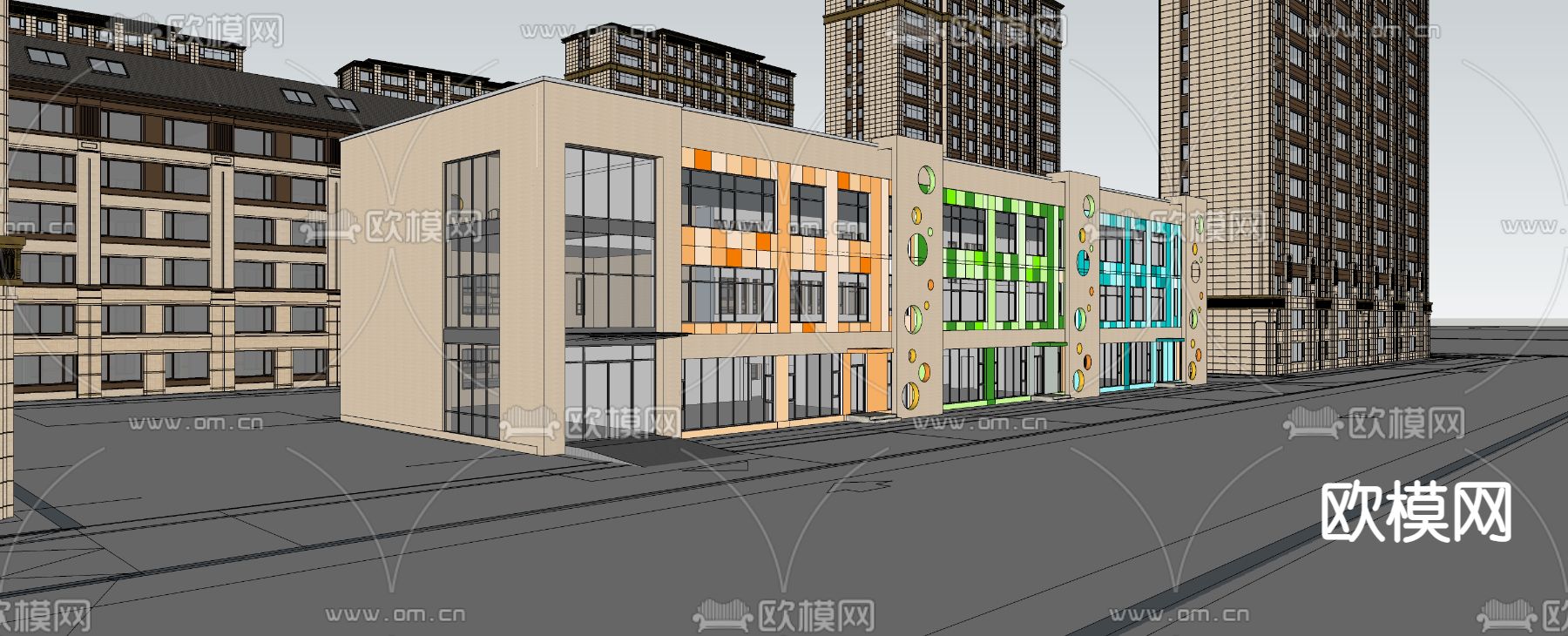 新中式住宅小区鸟瞰su模型下载（渲染图7）