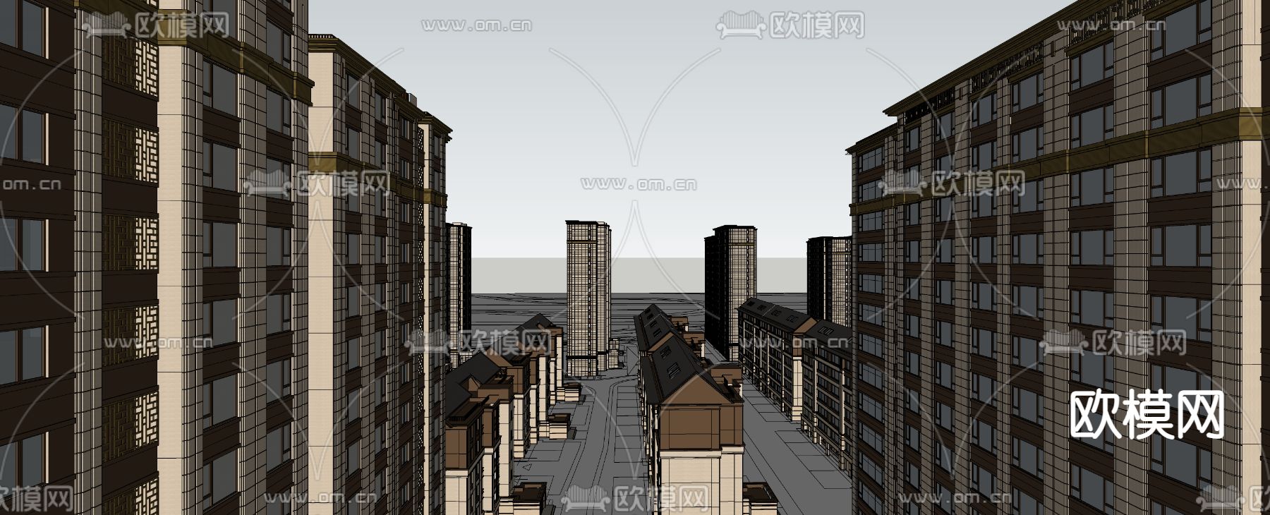 新中式住宅小区鸟瞰su模型下载（渲染图10）