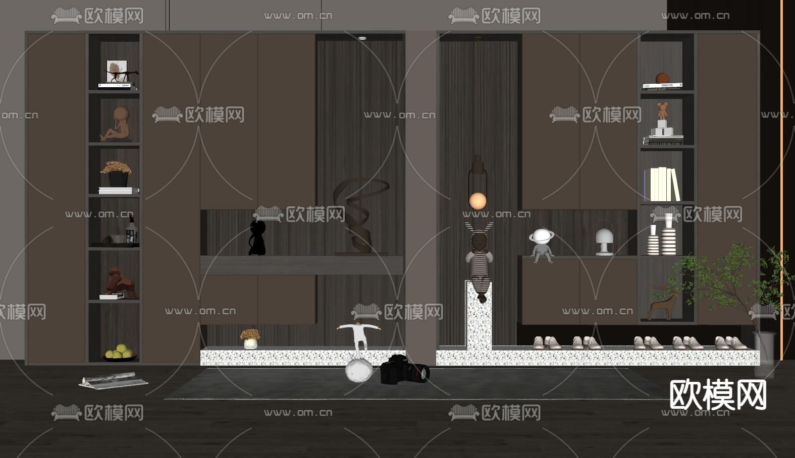 现代鞋柜su模型下载（渲染图2）