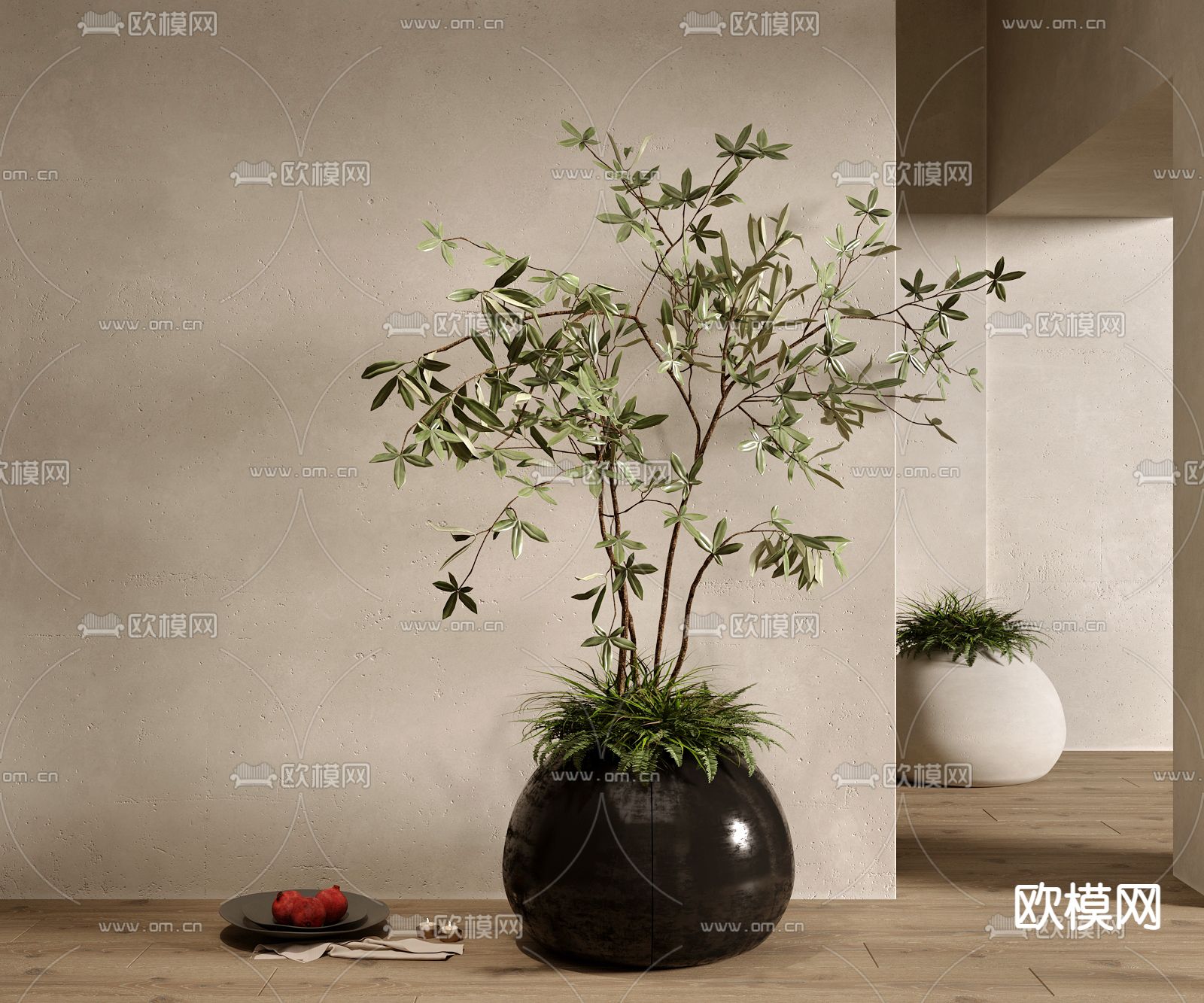 侘寂绿植盆栽 盆景3d模型下载_ID12300575_3dmax免费模型-欧模网