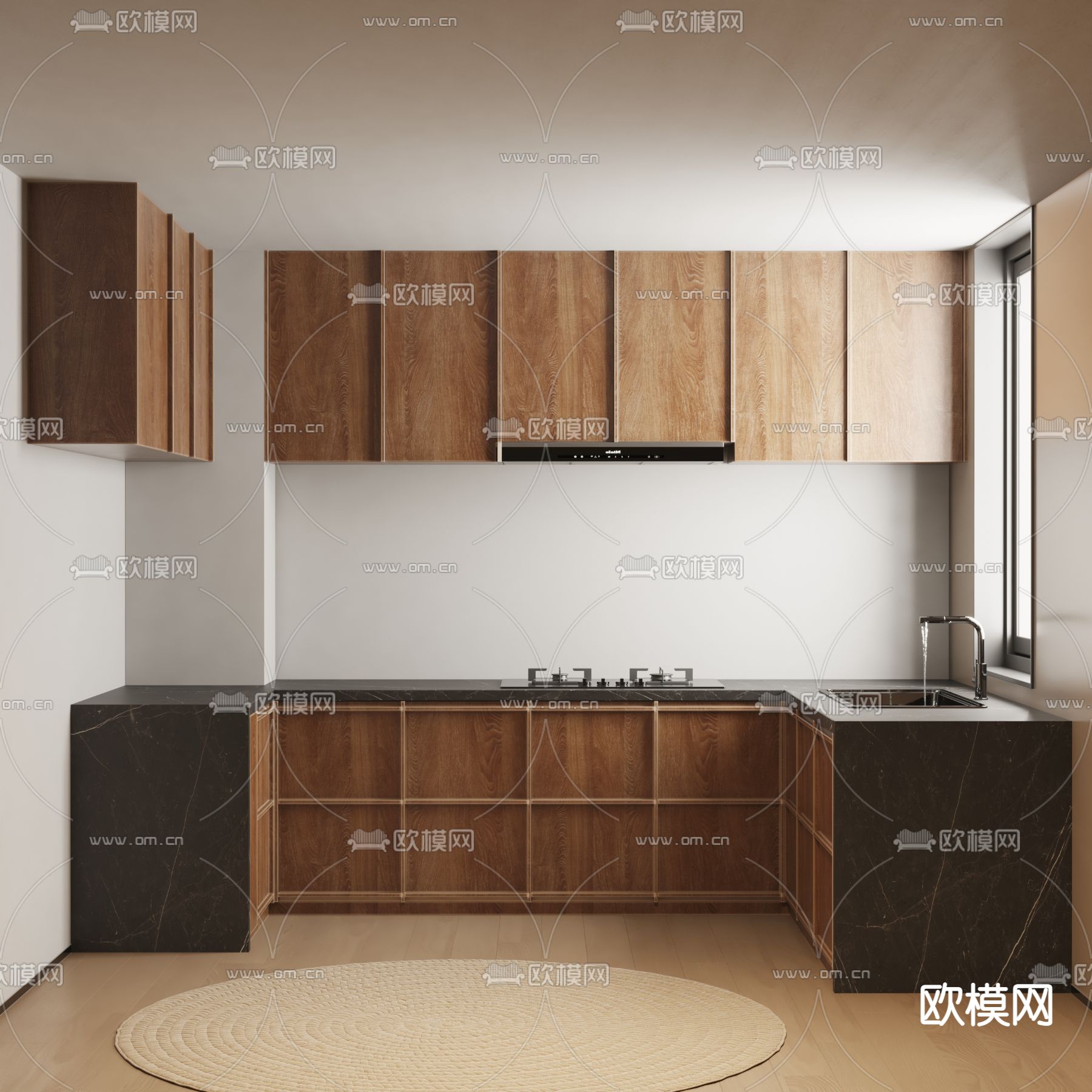 侘寂风厨房橱柜su模型