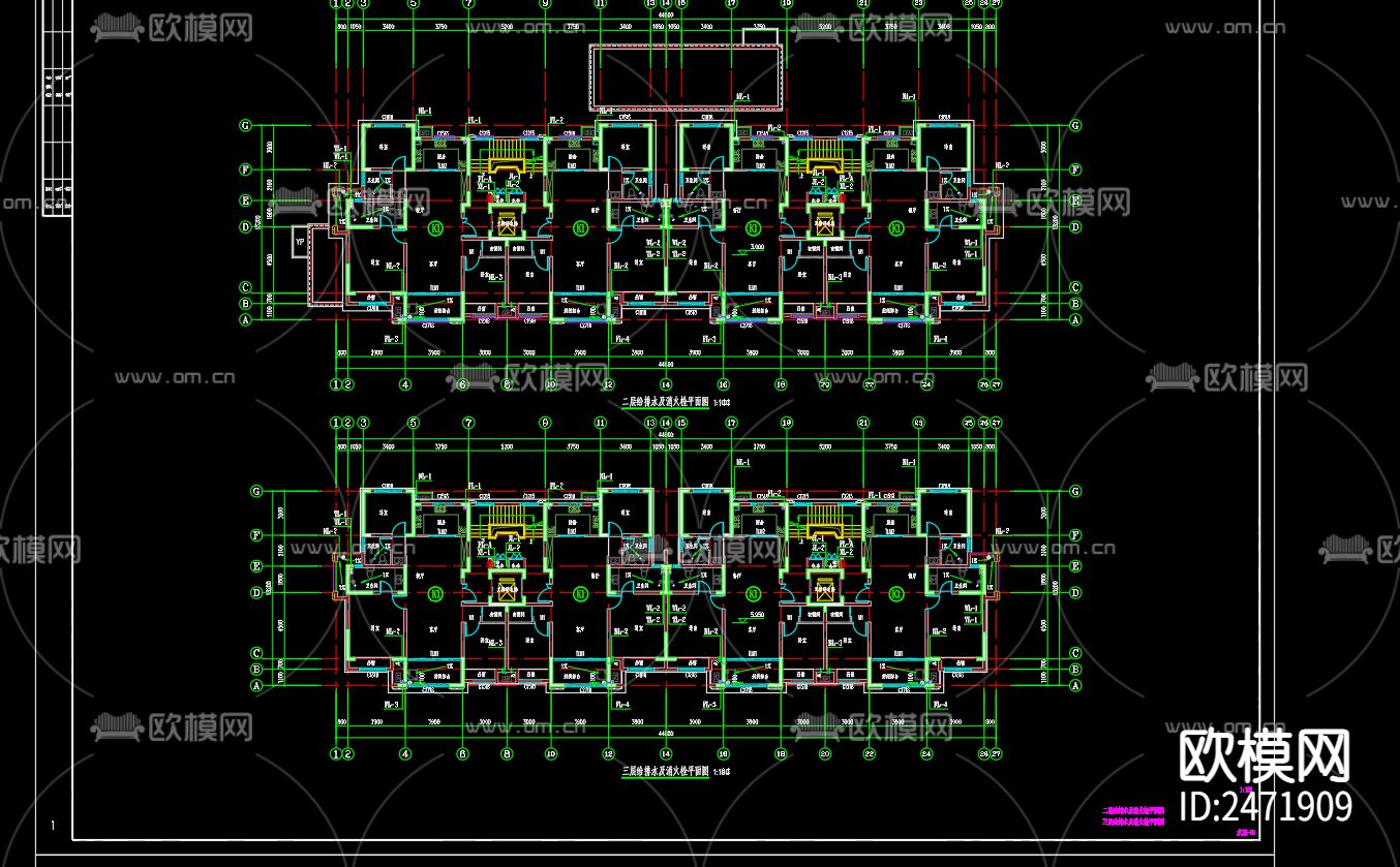 观澜府25号楼给排水及水灭火系统CAD施工图下载（渲染图4）