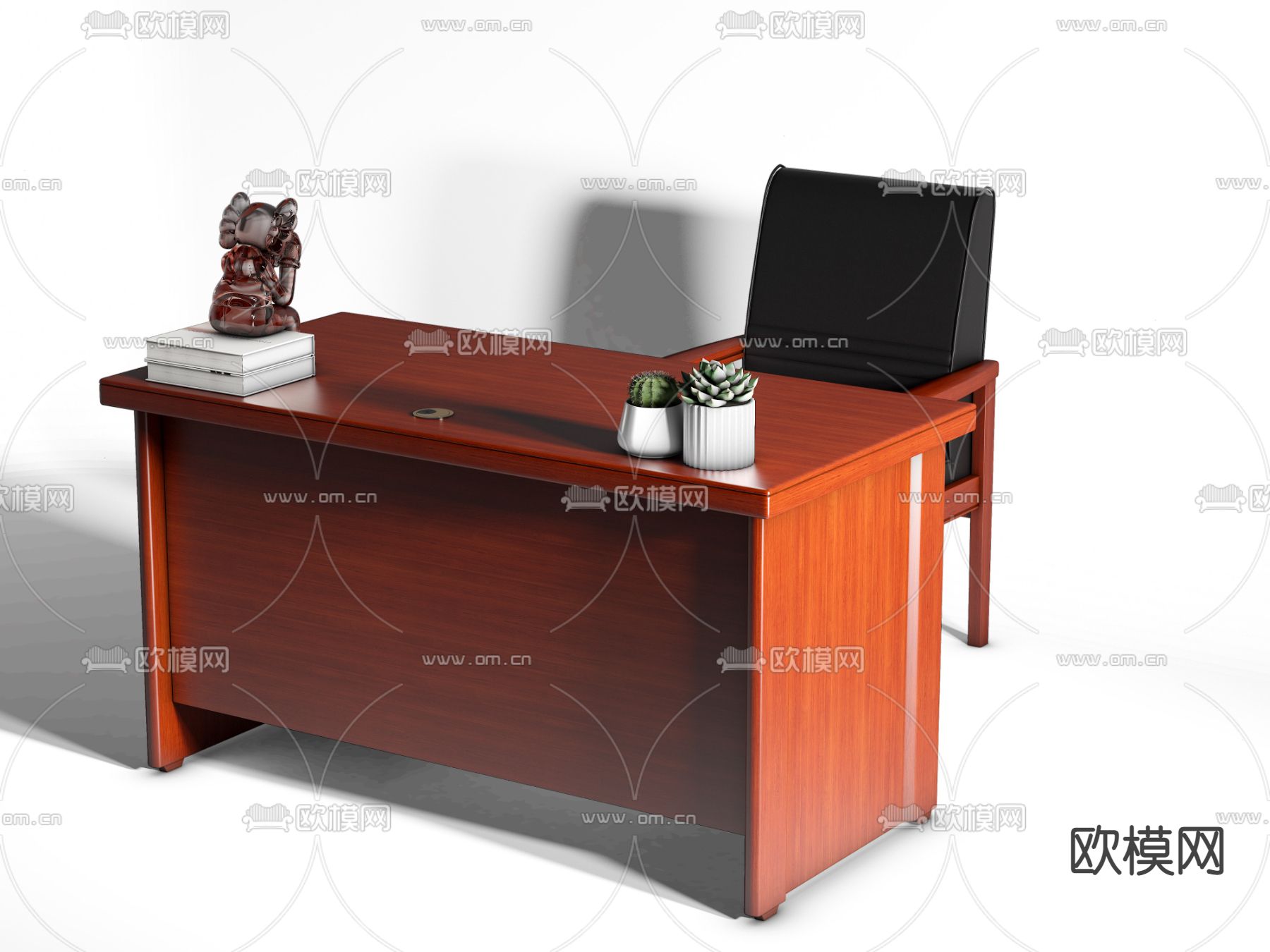 新中式办公桌椅 写字台3d模型下载（渲染图4）