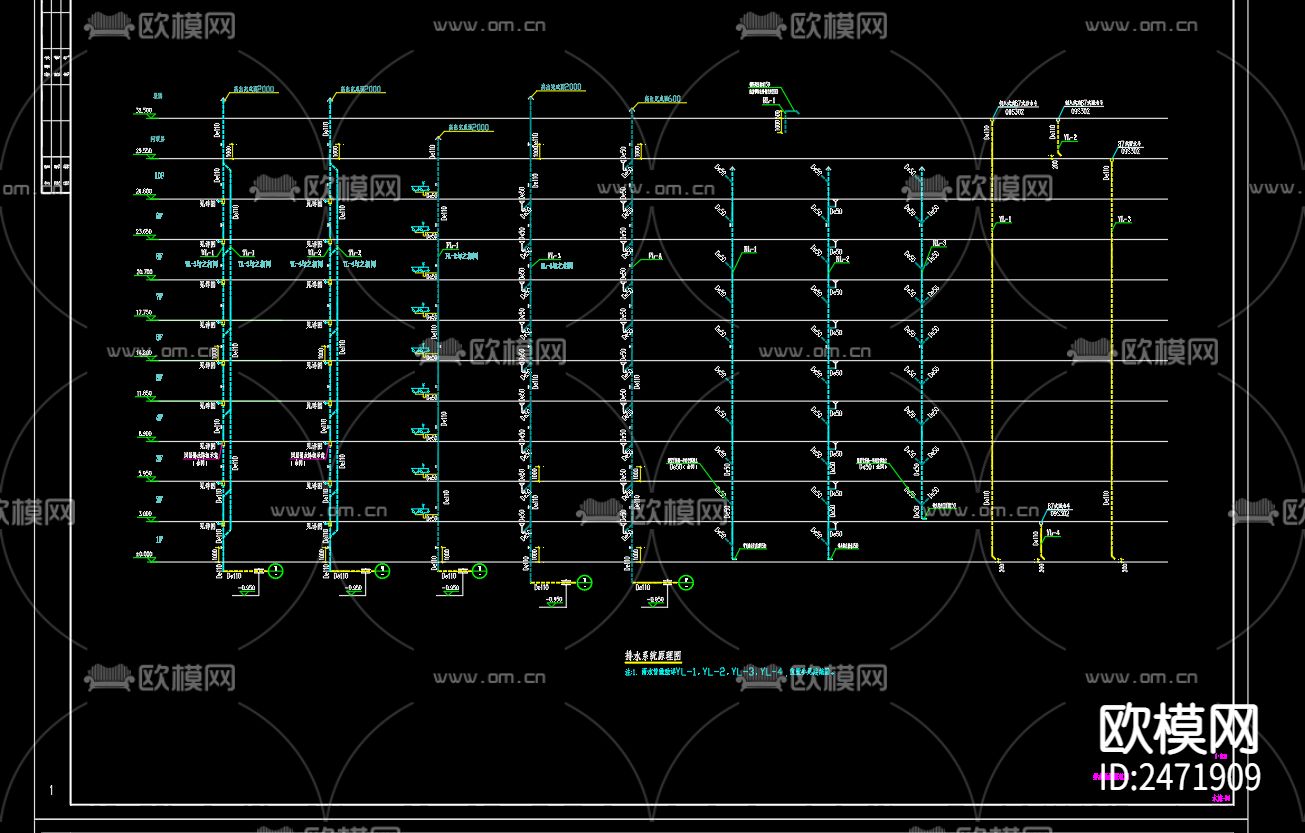 观澜府25号楼给排水及水灭火系统CAD施工图下载（渲染图2）