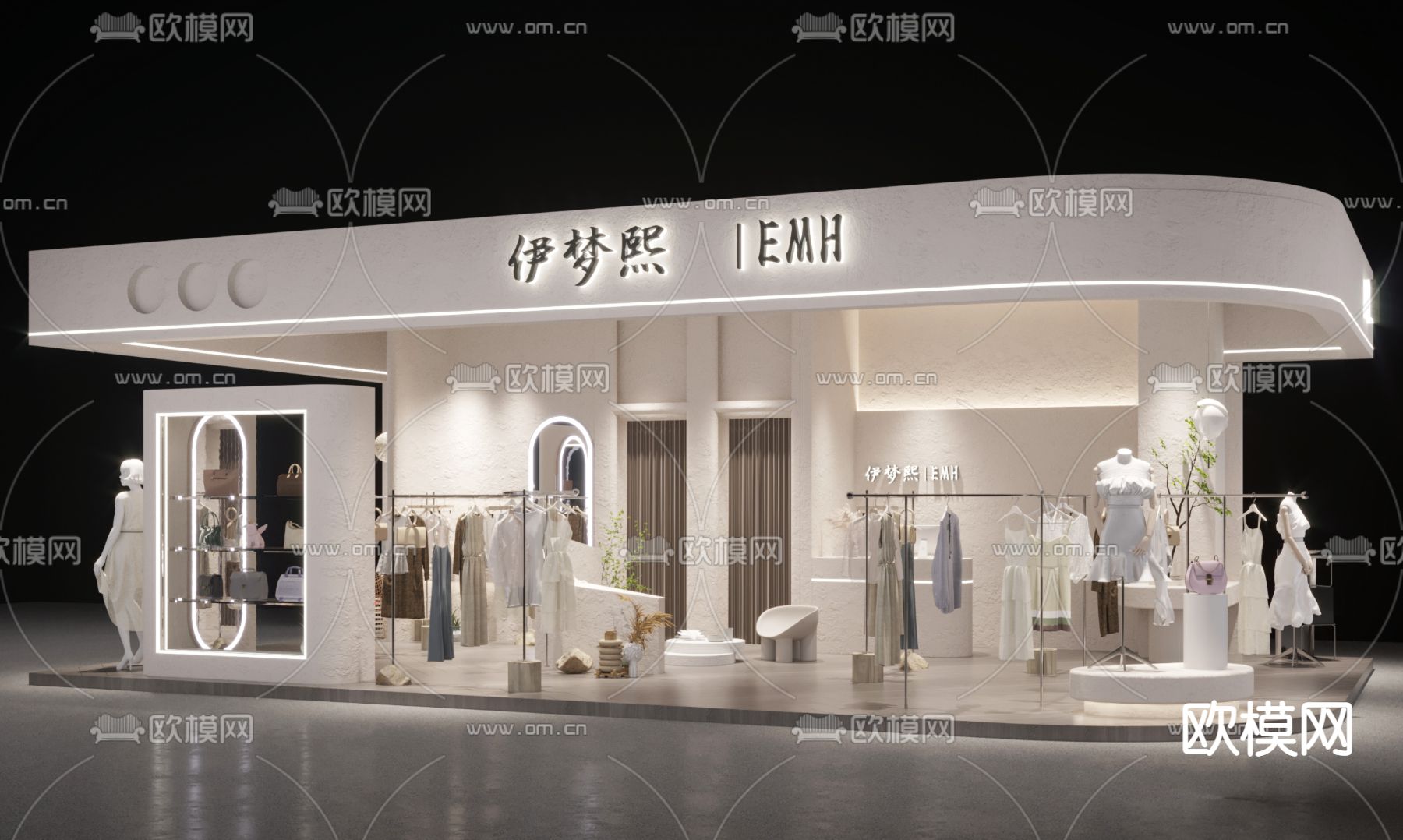 侘寂服装店3d模型下载（渲染图1）