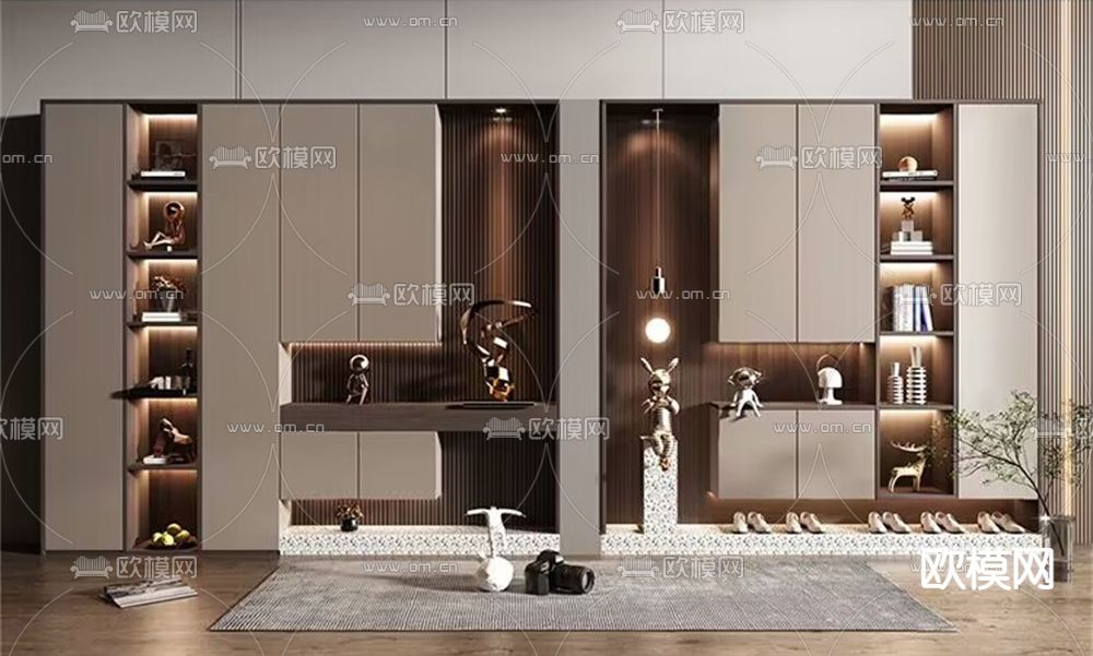 现代鞋柜su模型下载（渲染图1）