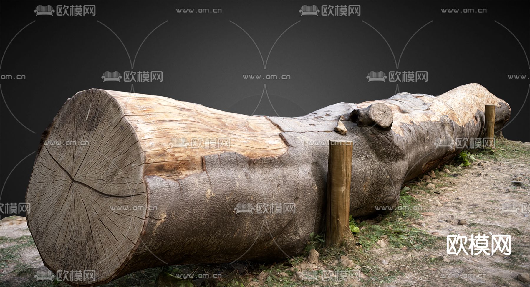 自然风树干 长凳3d模型下载（渲染图1）