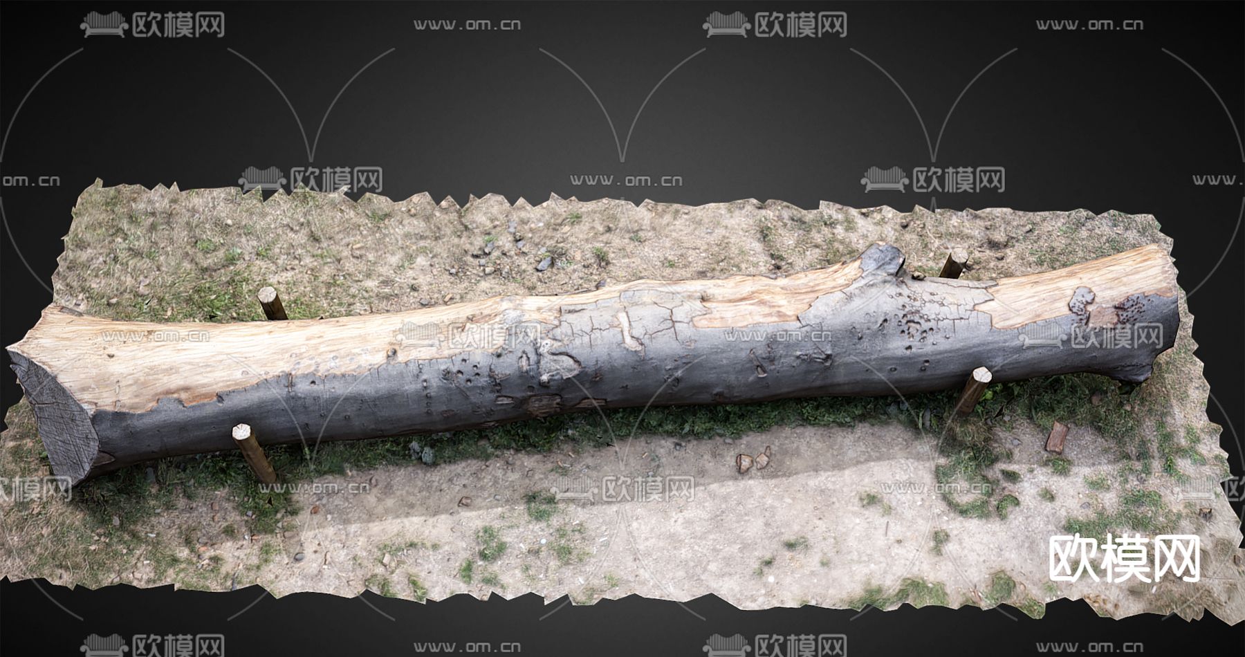 自然风树干 长凳3d模型下载（渲染图3）