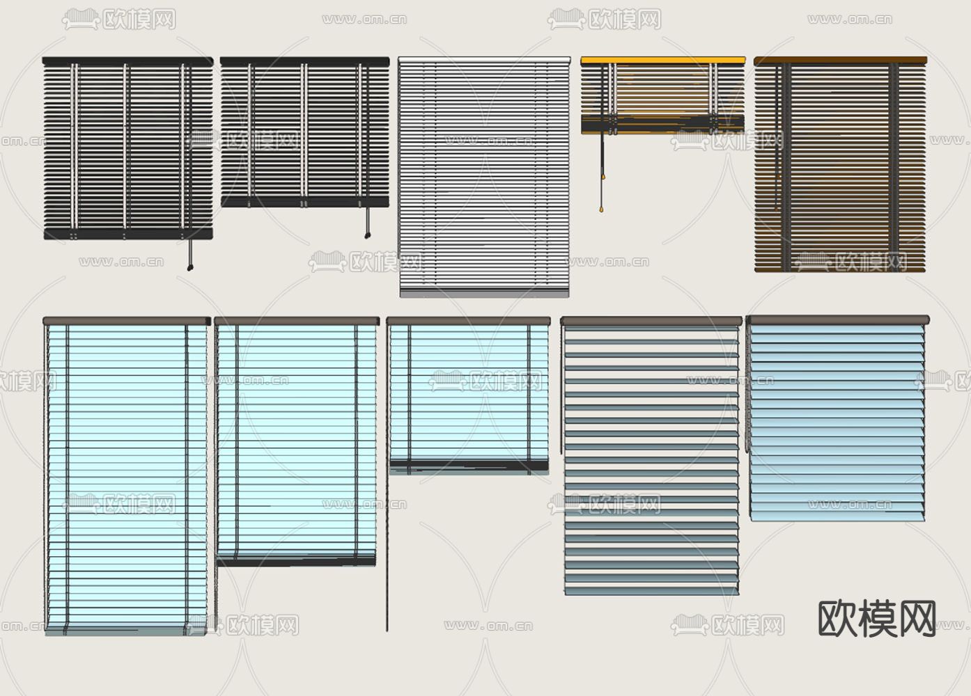 百叶帘 卷帘 窗帘su模型下载_ID12300766_sketchup模型下载-欧模网
