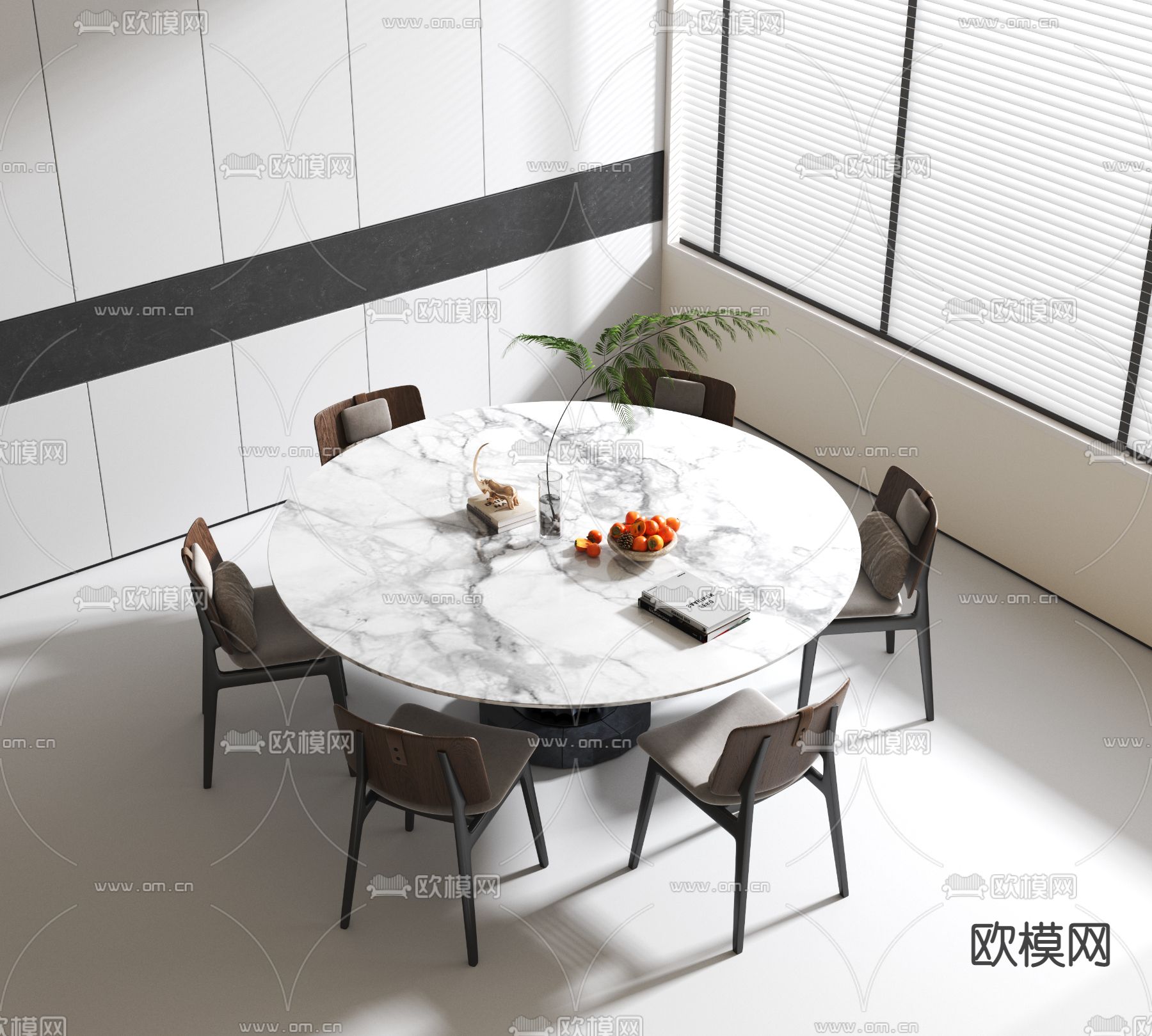 圆形餐桌椅3d模型下载