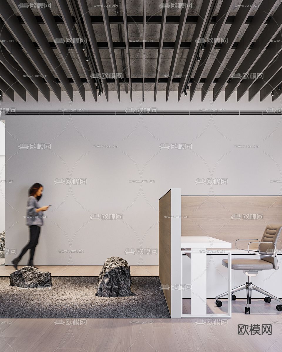 现代办公室 办公区3d模型下载（渲染图3）