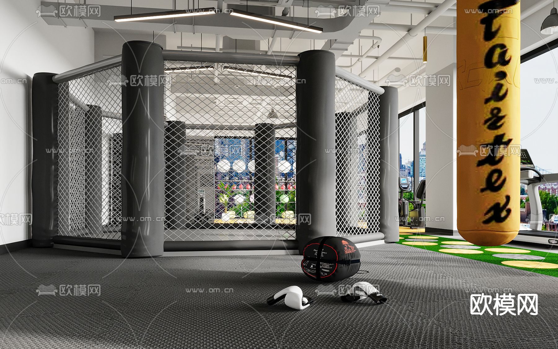 工业风健身房3d模型下载（渲染图2）