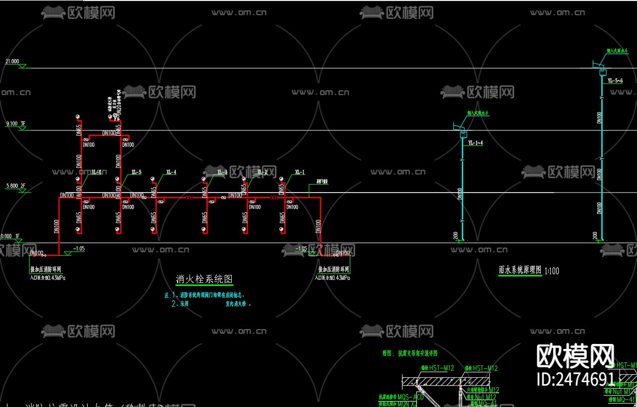 包装房给排水设计CAD施工图下载（渲染图4）