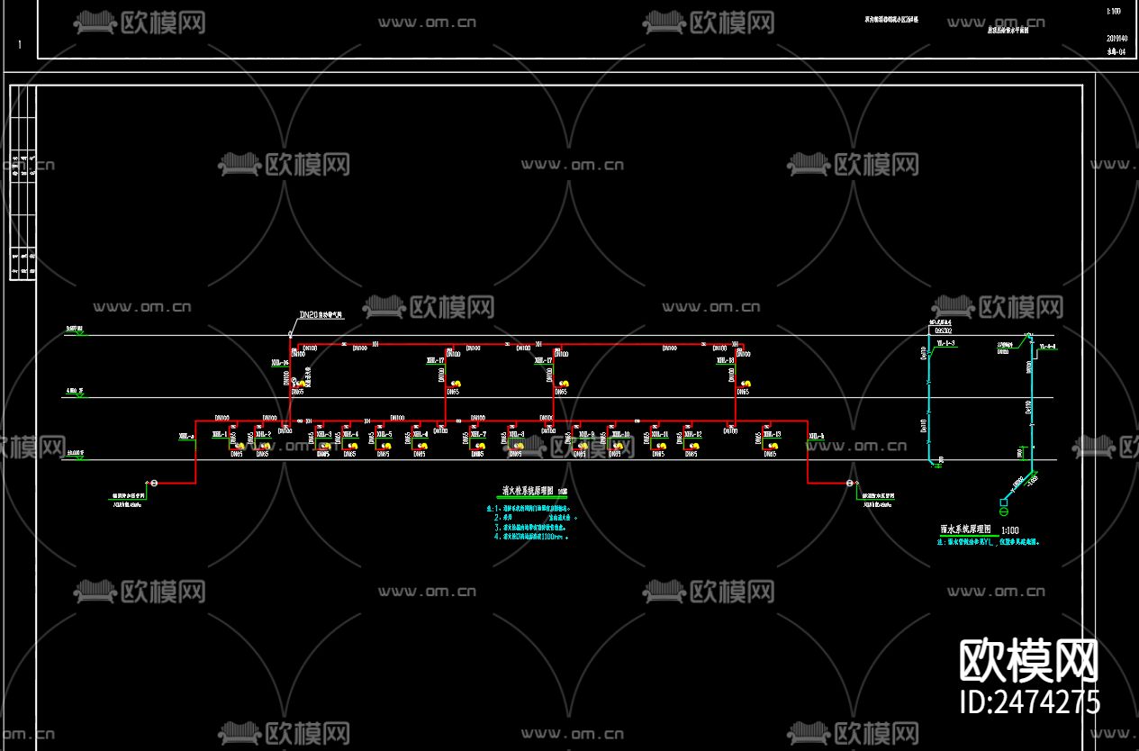 都锦苑小区26号楼给排水及水灭火系统计CAD施工图下载（渲染图4）