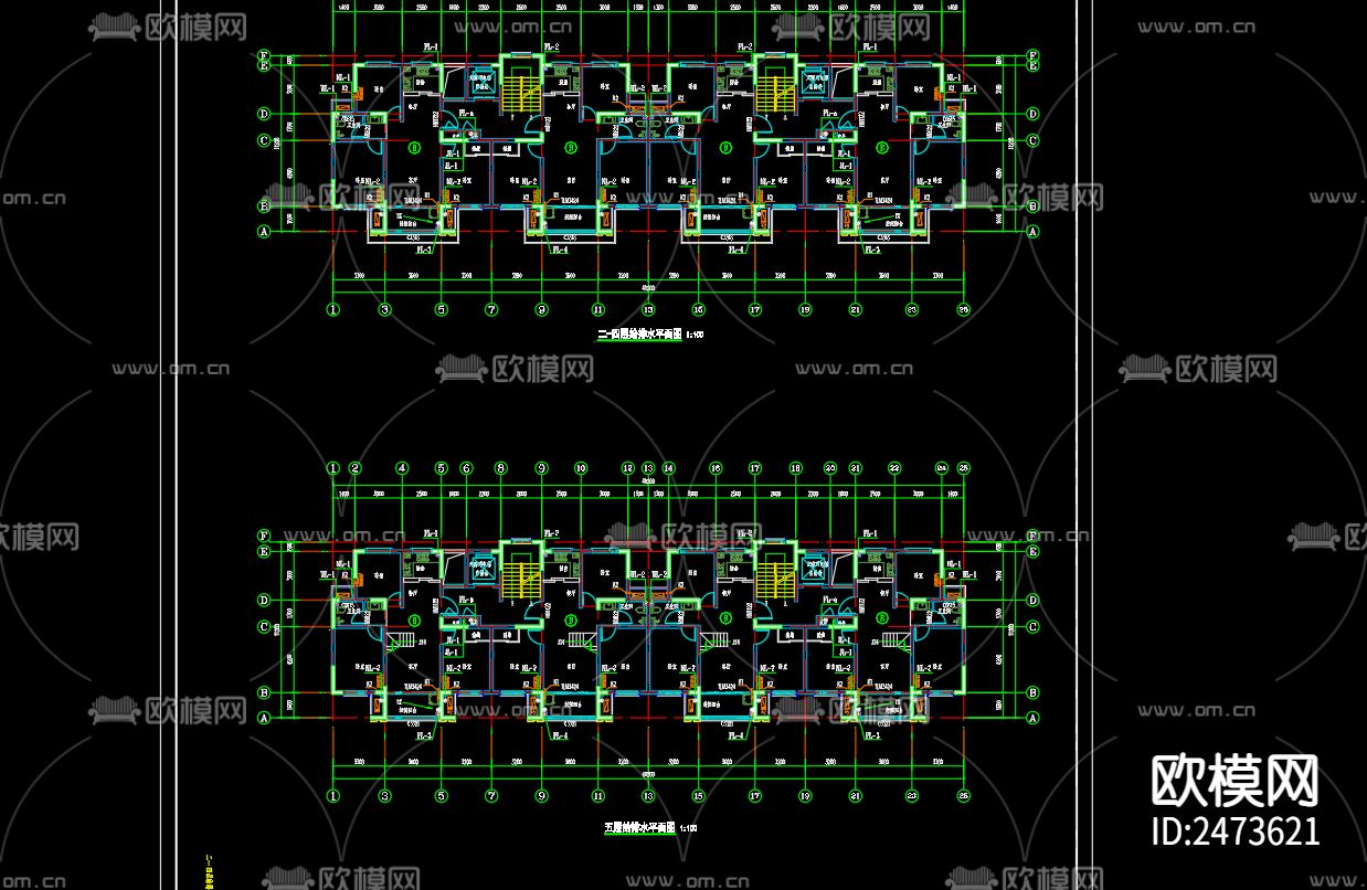 金色界城76号楼给排水cad施工图下载（渲染图4）