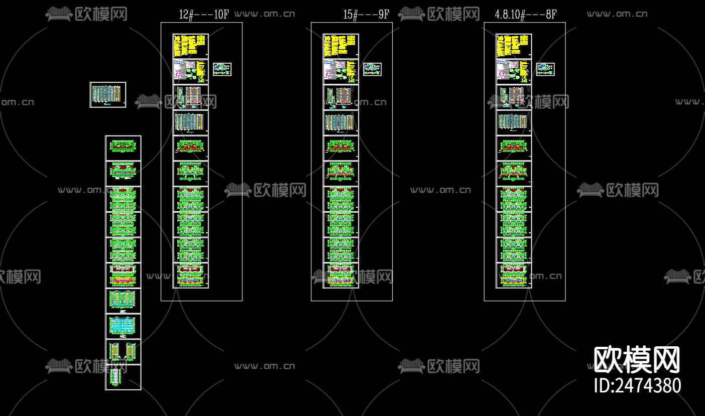 早陈阳光小区12号楼给排水及水灭火系统CAD施工图下载（渲染图1）