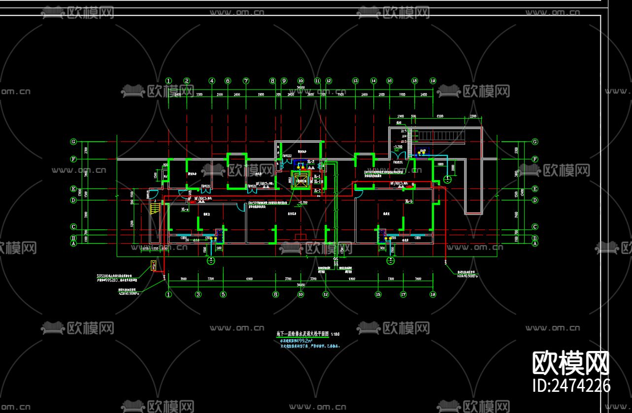 观澜府8号楼给排水及水灭火系统cad施工图下载（渲染图4）
