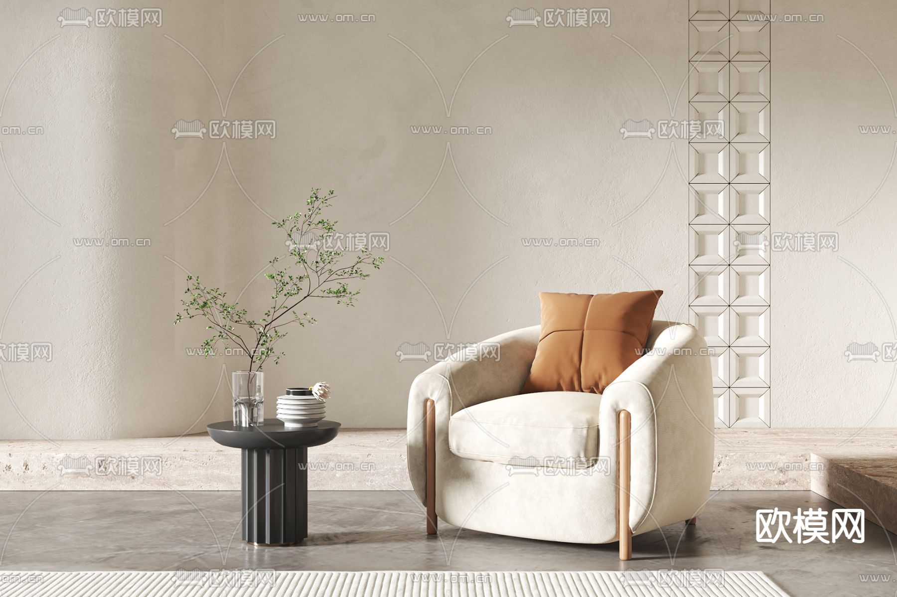 现代单人沙发3d模型下载