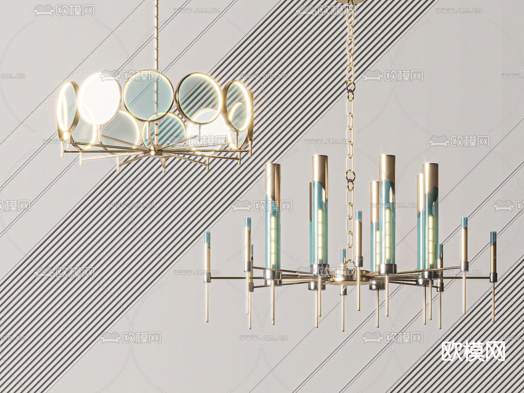 金属吊灯3d模型下载