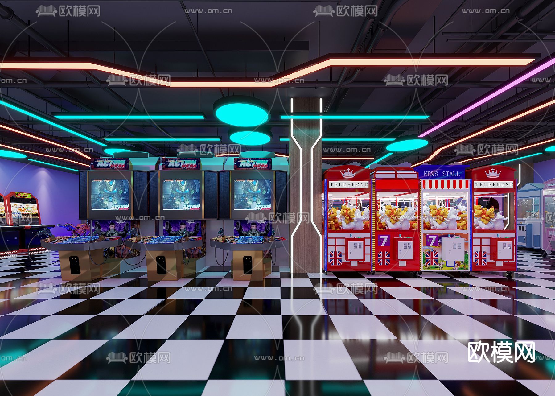 现代电玩城3D模型下载（渲染图3）
