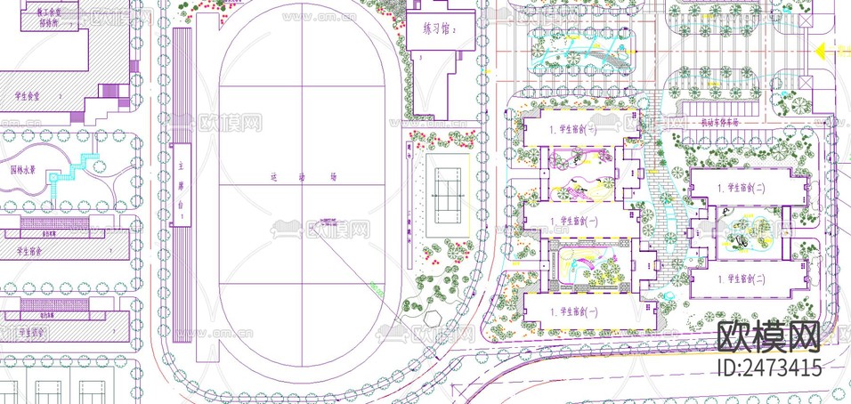 城市學(xué)院景觀圖cad施工圖下載(渲染圖2)