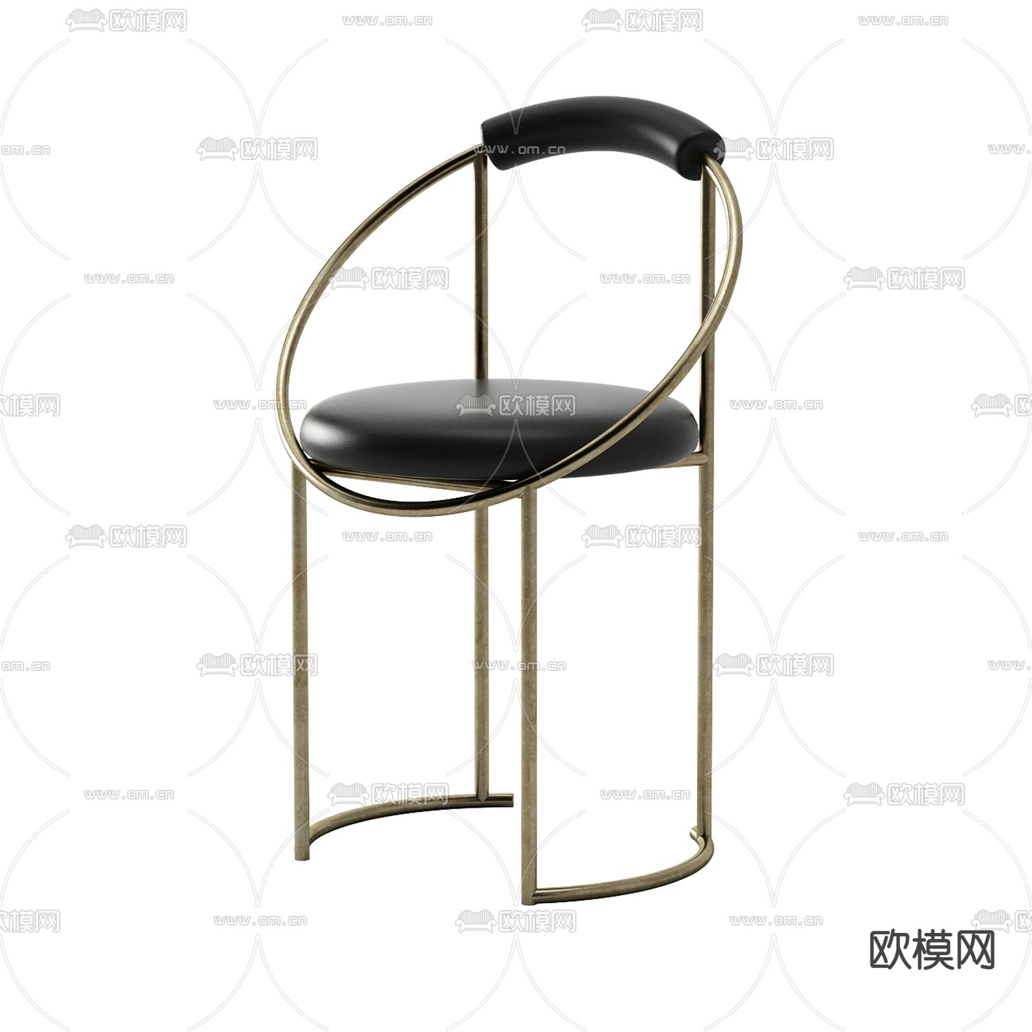 现代极简金属皮革休闲椅免费3d模型下载