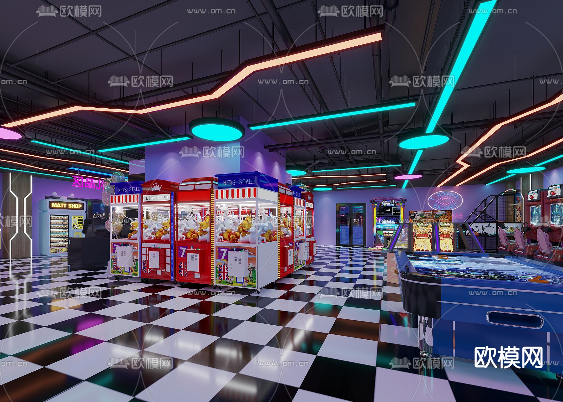 现代电玩城3D模型下载（渲染图2）