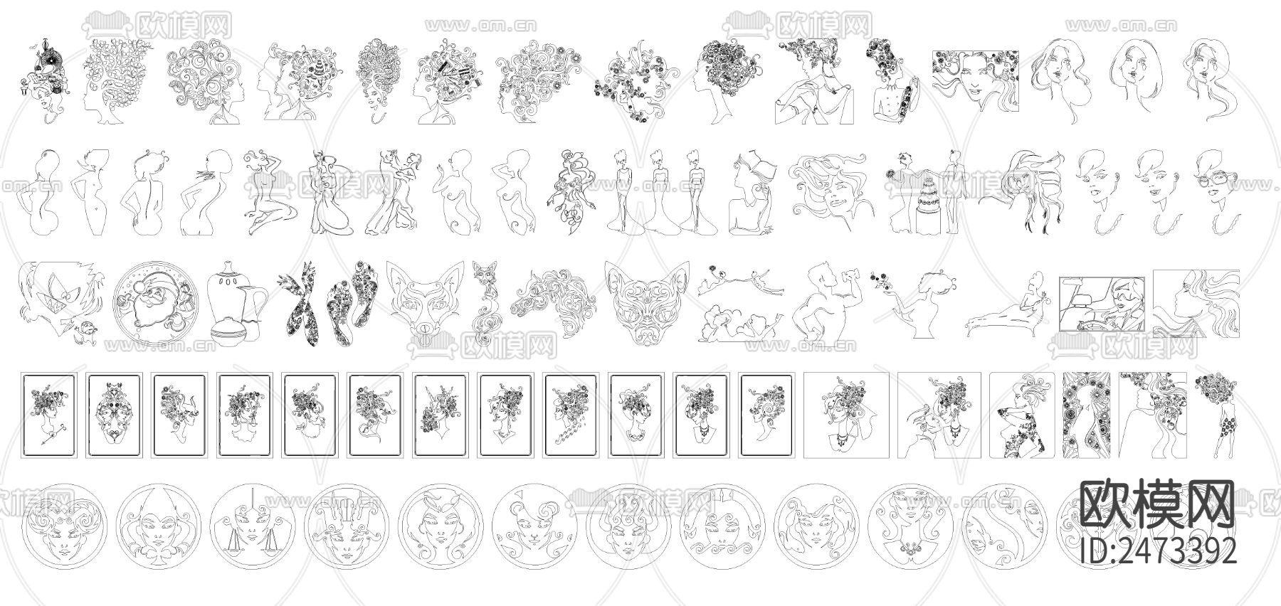 艺术美女造型cad图库下载（渲染图3）