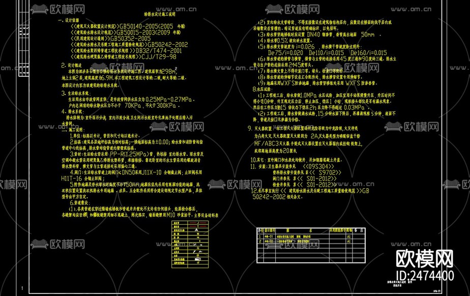 泗洪縣石集辦公樓給排水系統(tǒng)設(shè)計(jì)CAD施工圖下載(渲染圖3)