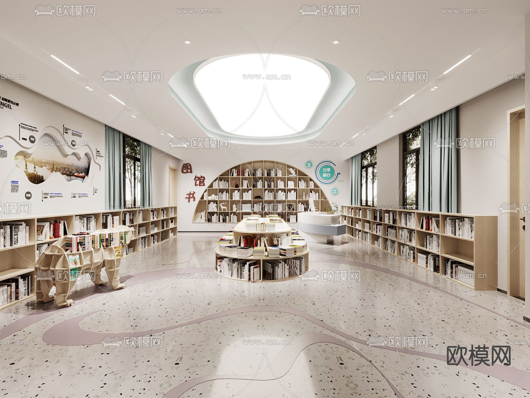儿童图书馆 阅览室3d模型下载（渲染图3）