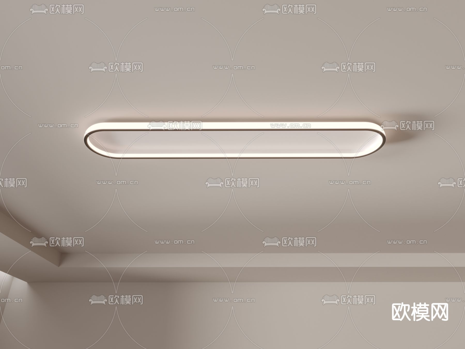 奶油风吸顶灯3d模型下载（渲染图3）