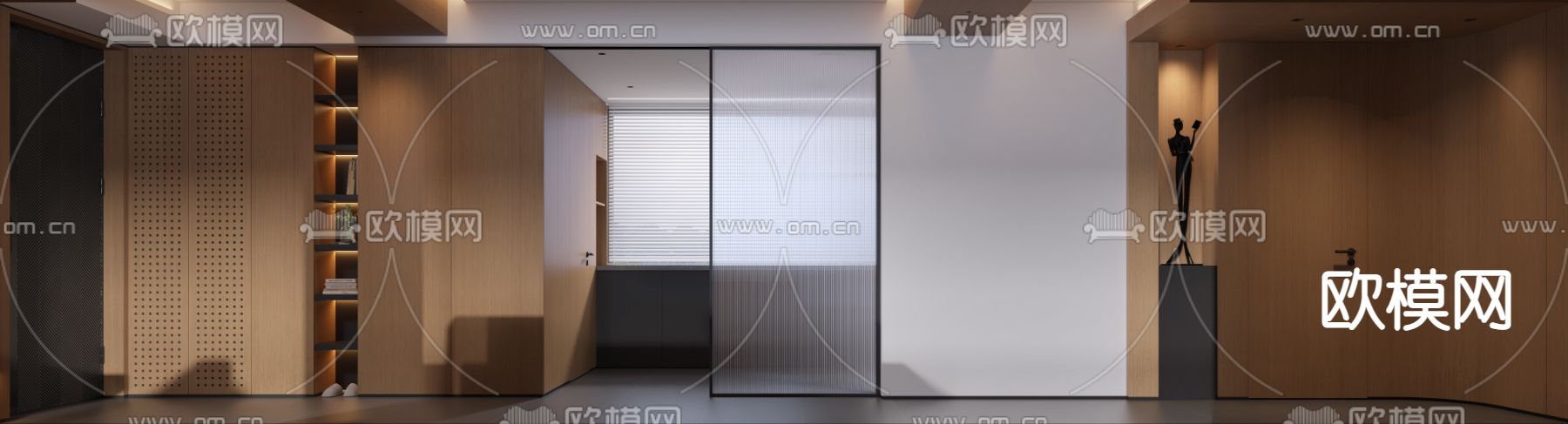 高级灰客餐厅3d模型下载（渲染图6）