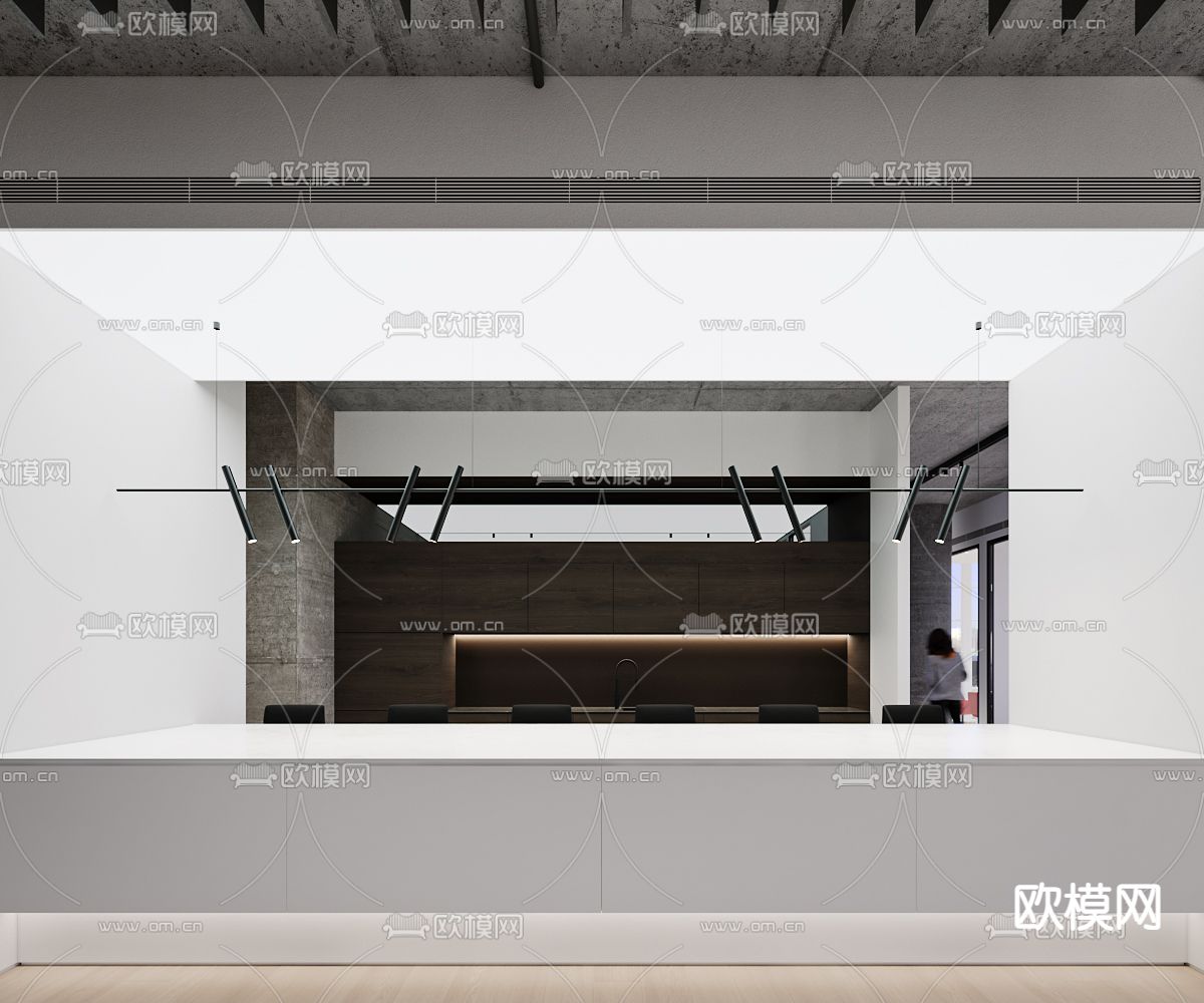 现代办公室 办公区3d模型下载（渲染图4）