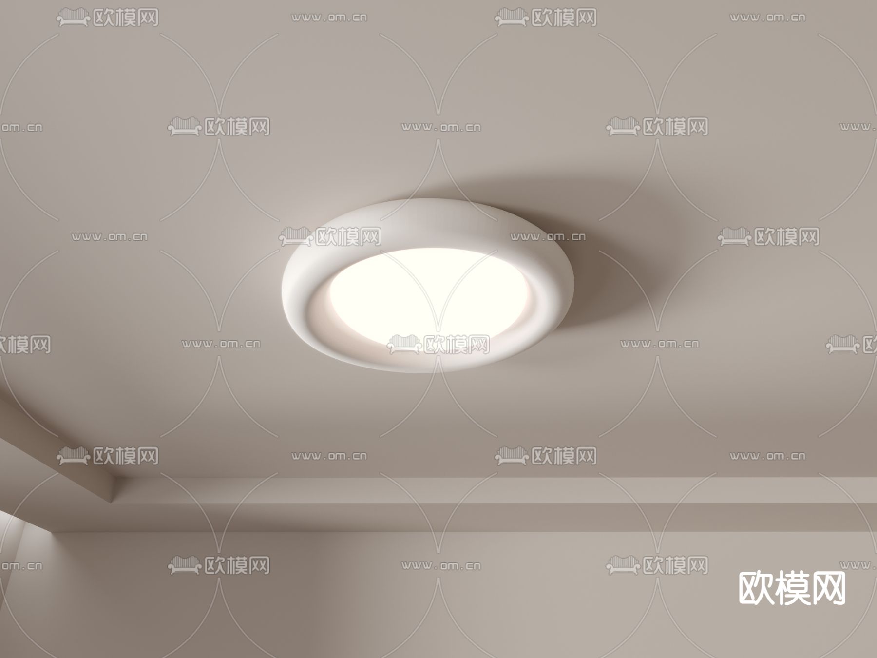 奶油风吸顶灯3d模型下载（渲染图4）