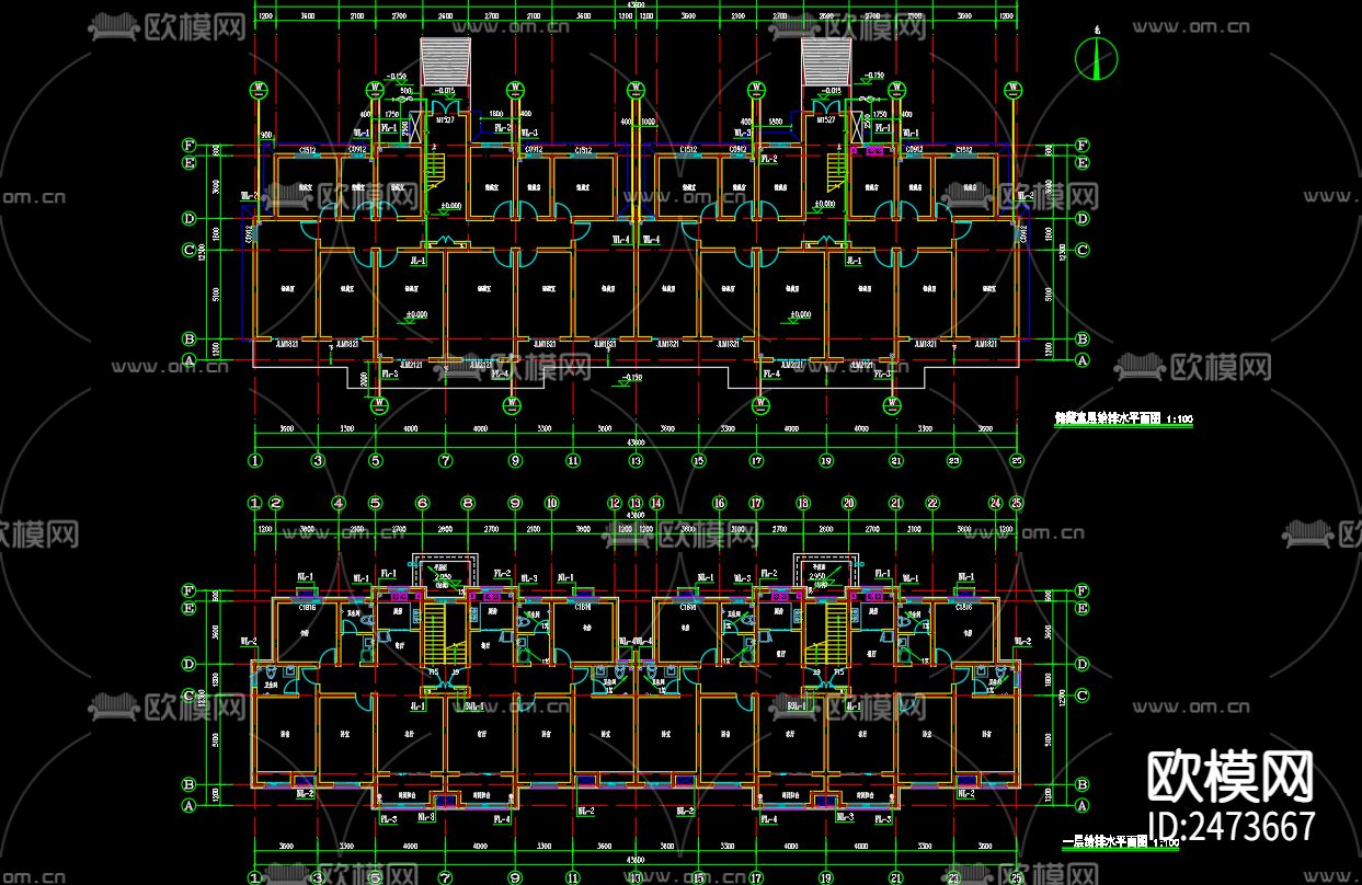 柳山新村集中居住区8号楼给排水设计cad施工图下载（渲染图3）